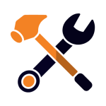 Orange & Black Icon - Hammer & Wrench
